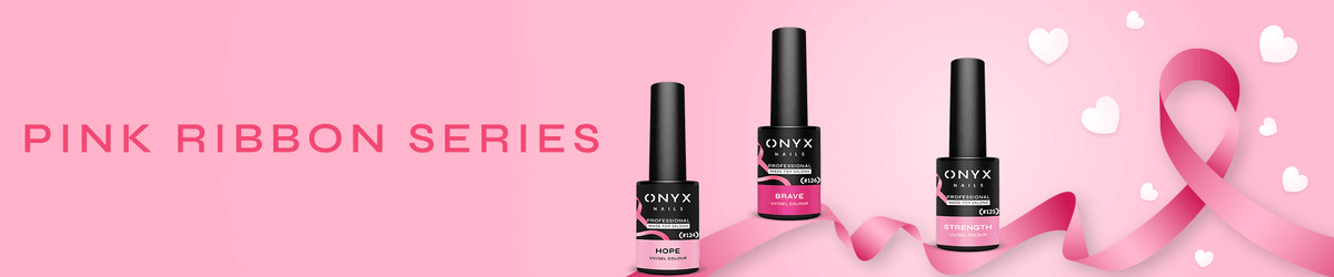 Pink Ribbon Series: pink ONYX gel polish and a pink ribbon