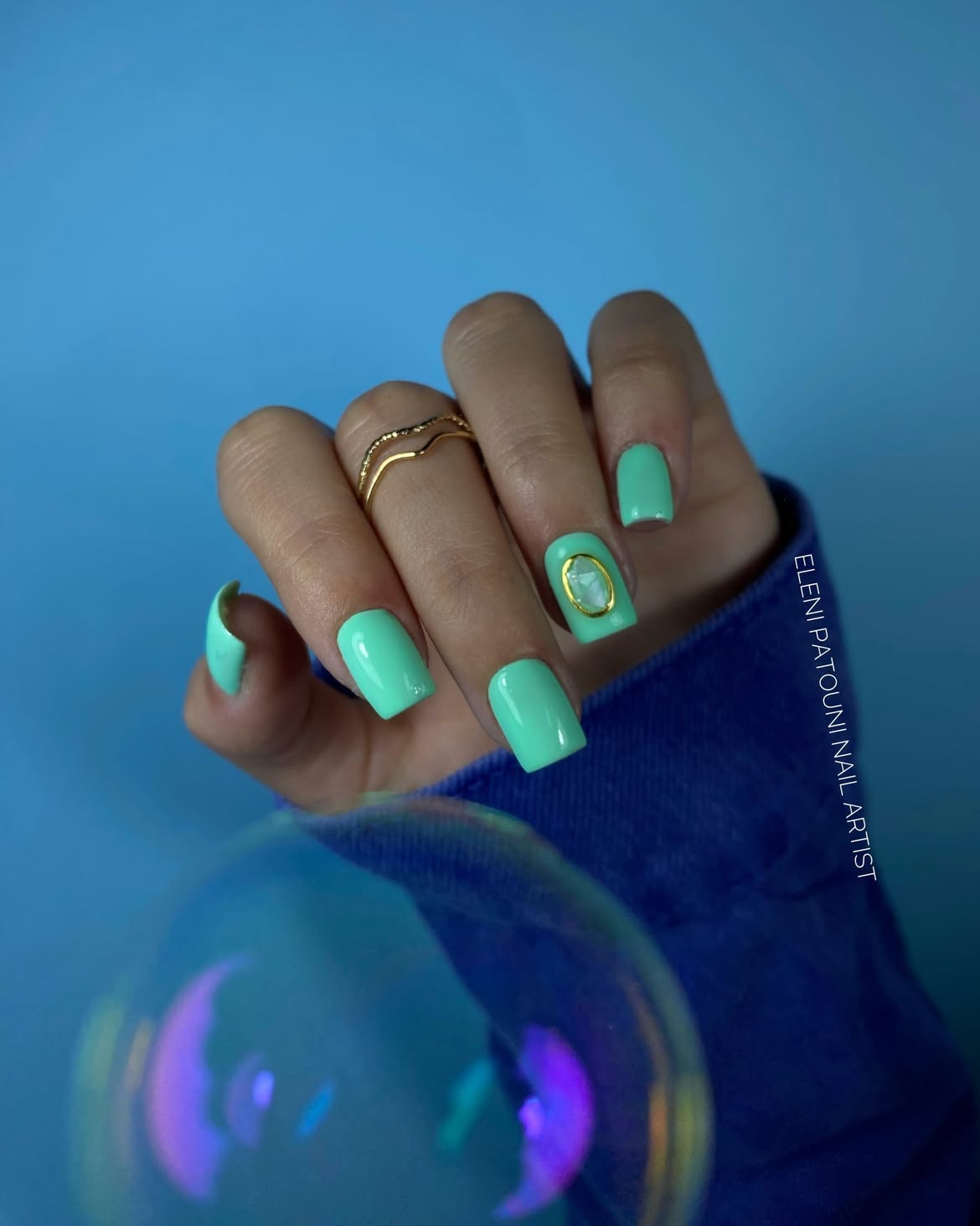 Mint green nails